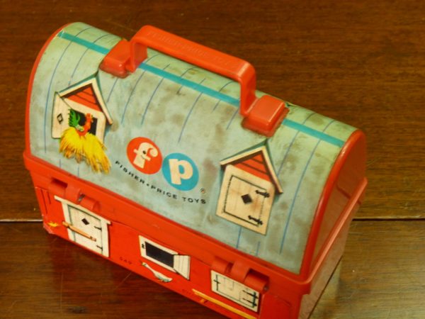 Cute Vintage 1962 Fisher-Price Small Plastic Barn Lunchbox