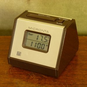 Small Micronta Desktop Digital Alarm Clock with Thermometer 63-9010