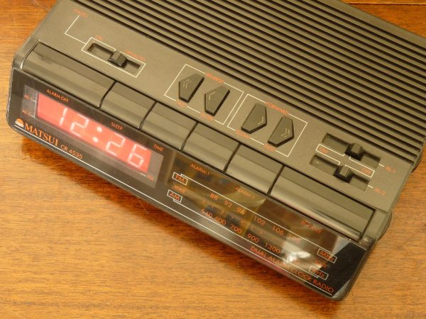 1980s Black and Red Matsui CR4535 Digital Alarm Clock Radio