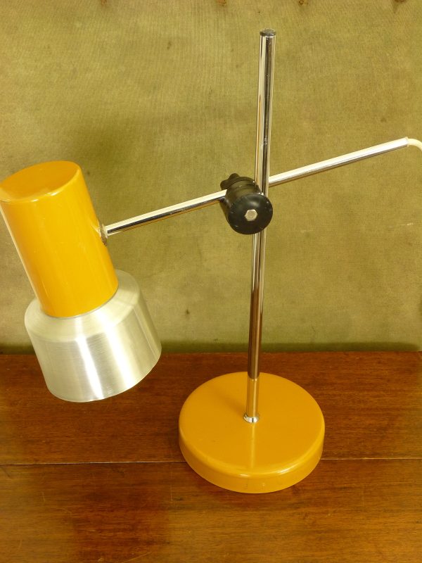Vintage Mustard and Brushed Metal Adjustable Desk Lamp