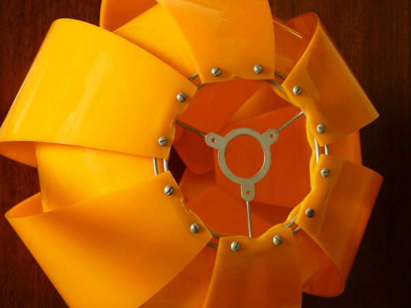 1960s Orange Perspex Lotus Flower Space Age Pendant Lamp Shade