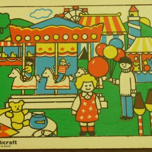 Colourful Wooden Vintage Kiddicraft "Funfair" Children's Jigsaw Tray Puzzle