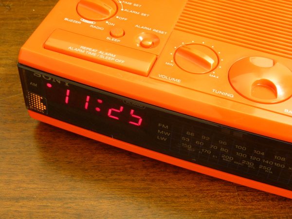 Red 1980s Sony ICF-C3L Digital Clock Radio