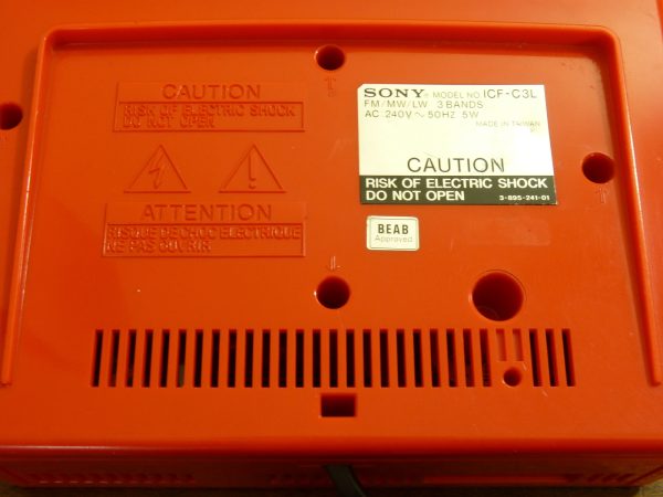 Red 1980s Sony ICF-C3L Digital Clock Radio