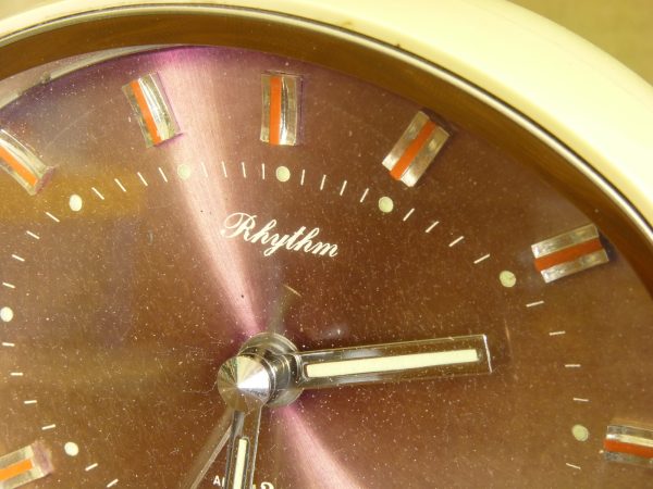 Vintage Rhythm 2 Jewels Clock with Alarm in Light Mushroom Colour